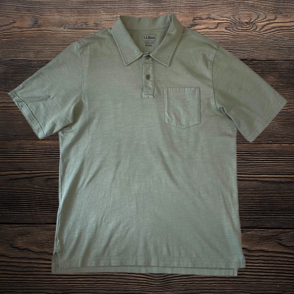L.L. Bean Other - LL Bean Mens Medium Polo Shirt Organic Cotton Slub Jersey Fabric Sage Green